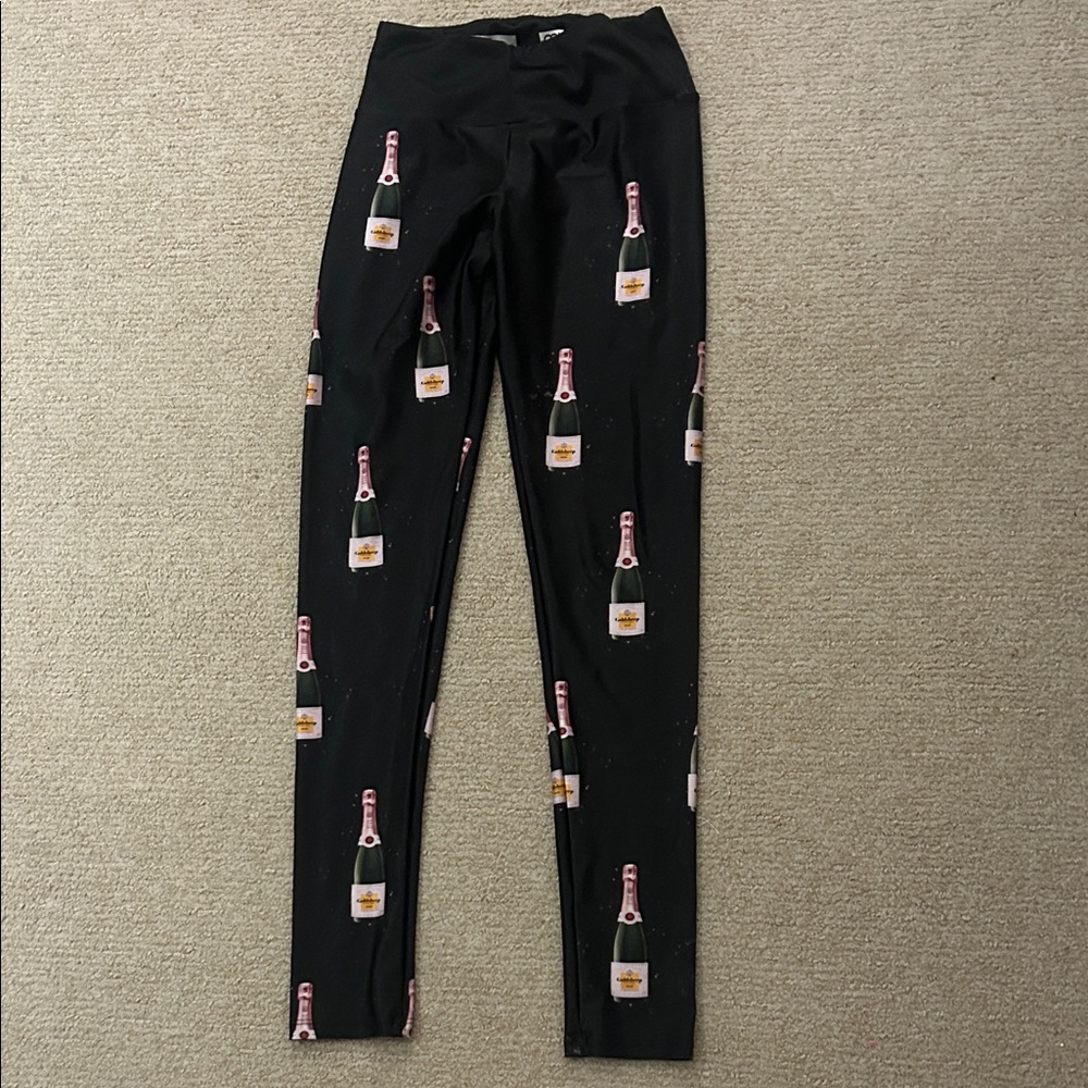 Like new Goldsheep Leggings with Pink Champagne Bottle Print